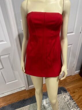 Zara Strapless Red Mini Dress - Size Small